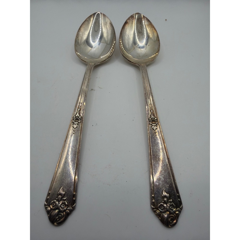 Vintage Tudor Plate Oneida Community Fortune Silver Plated Spoons Set of 2
